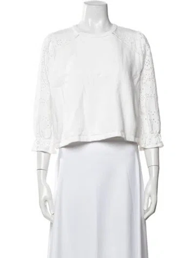 Pre-owned Ba&sh Crew Neck Three-quarter Sleeve Top In Neutrals
