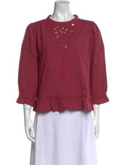 Pre-owned Ba&sh Crew Neck Three-quarter Sleeve Top W/ Tags In Pink