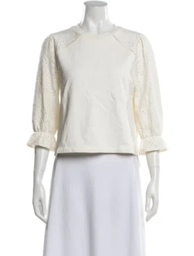 Pre-owned Ba&sh Crew Neck Three-quarter Sleeve Top In White