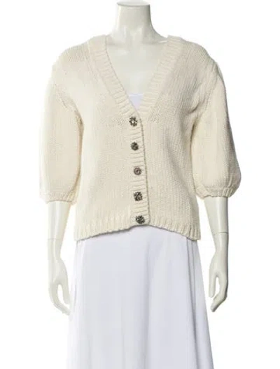 Pre-owned Ba&sh Crochet V-neck Sweater In Neutral