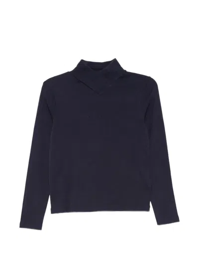 Ba&sh Crossover-neck Long-sleeve T-shirt In Blue