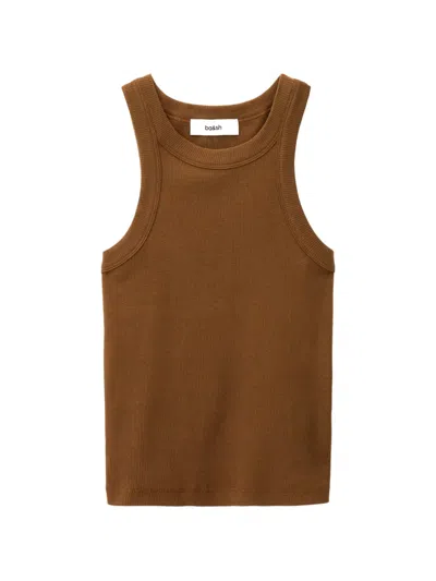 Ba&sh Cynda Ribbed-knit Racerback Top In Brown