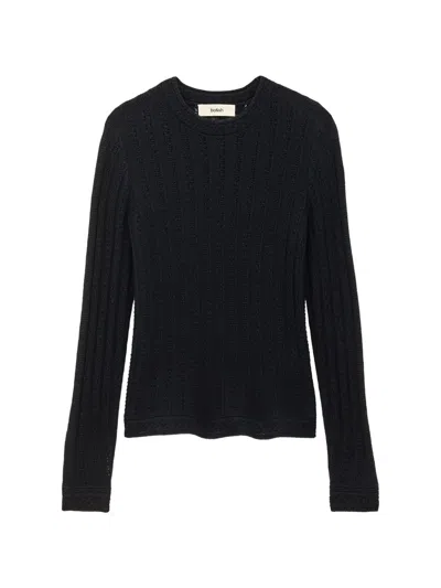 Ba&sh Dakar Pointelle-knit Long-sleeve Sweater In Blue