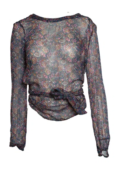 Ba&sh Ba & Sh, Danny Wrap Blouse With Floral Print In Blue