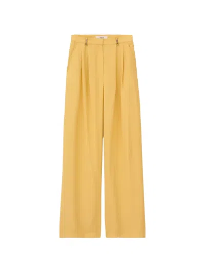 Ba&sh Deana Pleated Wide-leg Trousers In Yellow