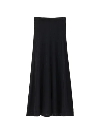 Ba&sh Doha Pointelle-knit A-line Maxi Skirt In Black