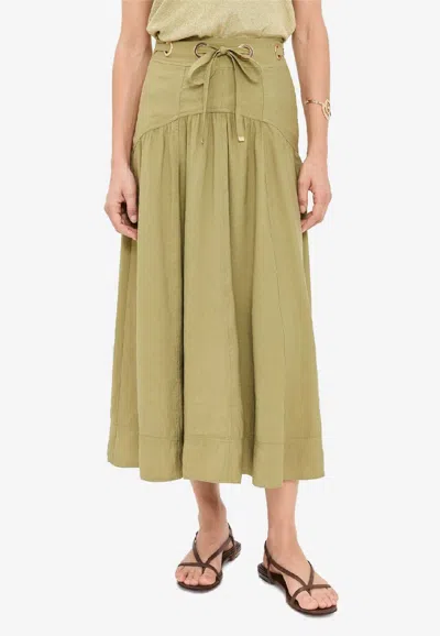 BA&SH DONIA MIDI SKIRT WITH TIE-BELT