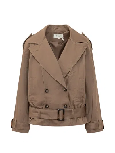 Ba&sh Double-breasted Belted Jacket In Brown