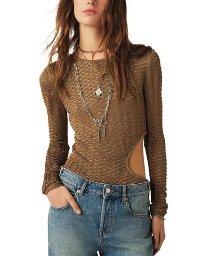 Ba&sh Long Sleeve Round Collar Sweater Drac For Women In Brown