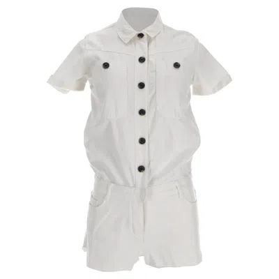 Pre-owned Ba&sh Ba & Sh Dundee Button-down Jumpsuit In White Cotton
