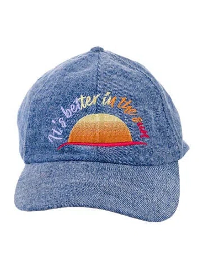 Pre-owned Ba&sh Embroidered Denim Baseball Hat In Blue