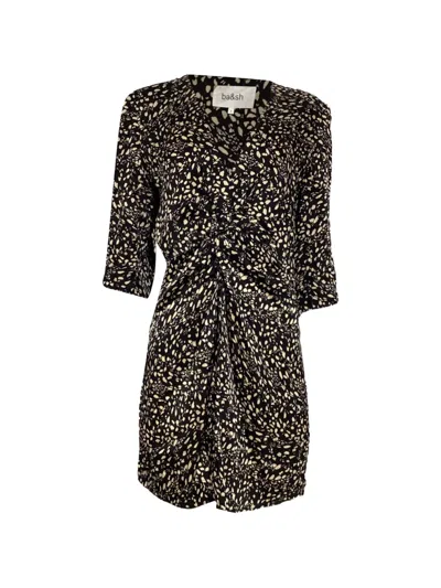 Pre-owned Ba&sh Erika Twisted Printed Dress In Black