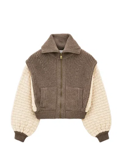 Ba&sh Essen Zip-up Cardigan In Brown