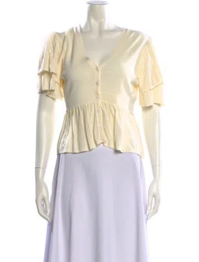 Pre-owned Ba&sh Eyelet V-neck Crop Top In Neutral
