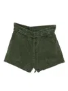 Ba&sh Fabo Paperbag-waist Shorts In Green