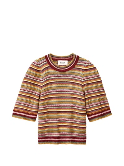 Ba&sh Farfaela Striped Knitted T-shirt In Brown