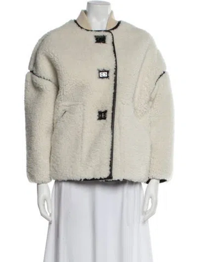 Pre-owned Ba&sh Faux Fur Jacket In White