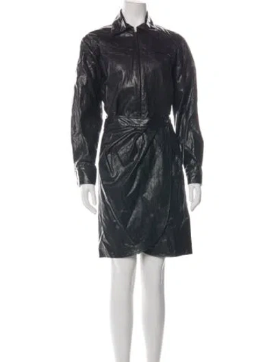 Pre-owned Ba&sh Faux Leather Mini Dress In Brown