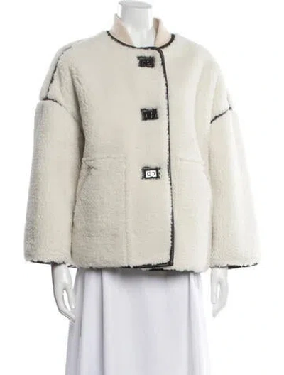 Pre-owned Ba&sh Faux Shearling Coat In Neutral