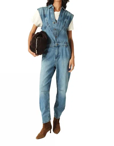 Ba&sh Figo Sleeveless Jumpsuit In Denim In Blue