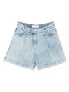 Ba&sh Filou Pleated Denim Shorts In Blue