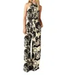 Ba&sh Finn Keyhole Sleeveless Belted Jumpsuit In Ivory/black In Multi