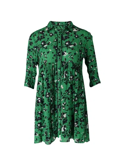 Pre-owned Ba&sh Floral Buttoned Mini Dress In Green