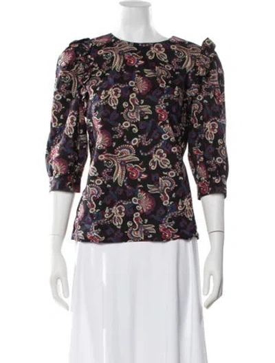 Pre-owned Ba&sh Floral Print Bateau Neckline Blouse In Multi