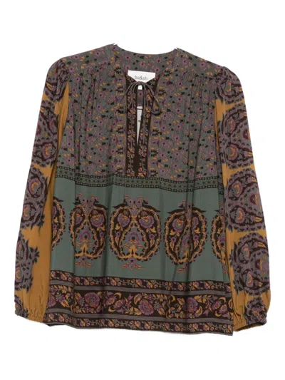 Ba&sh Baker Long Sleeve Top In Chocolat In Multi