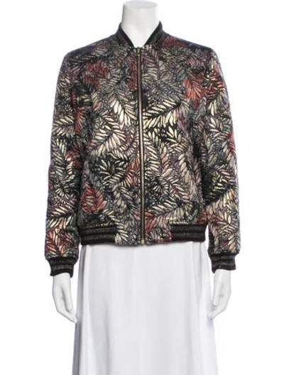 Pre-owned Ba&sh Floral Print Bomber Jacket In Gold