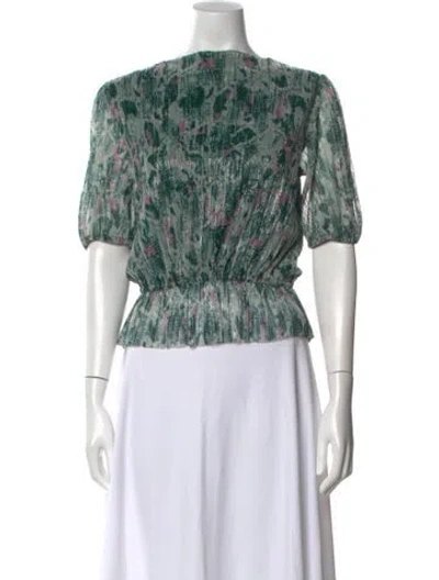 Pre-owned Ba&sh Floral Print Crew Neck Blouse