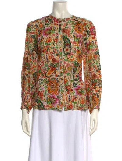Pre-owned Ba&sh Floral Print Crew Neck Blouse In Multi