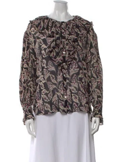 Pre-owned Ba&sh Floral Print Crew Neck Blouse In Multi