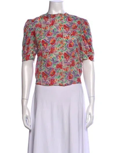 Pre-owned Ba&sh Floral Print Crew Neck Blouse In Multicolor