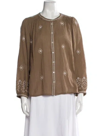 Pre-owned Ba&sh Floral Print Crew Neck Blouse In Neutral