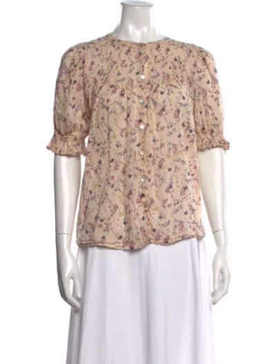 Pre-owned Ba&sh Floral Print Crew Neck Blouse In Neutral