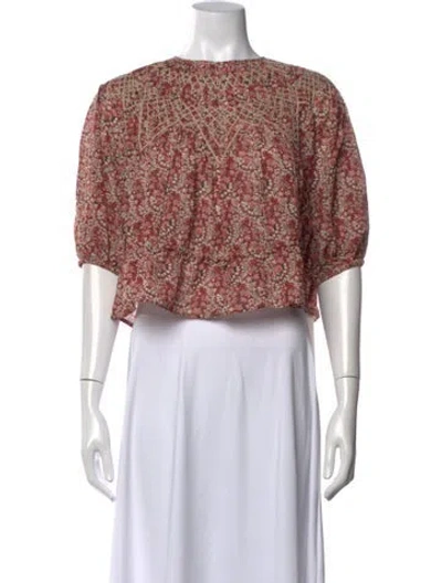Pre-owned Ba&sh Floral Print Crew Neck Blouse In Pink