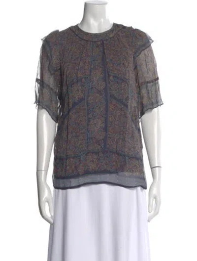 Pre-owned Ba&sh Floral Print Crew Neck Blouse W/ Tags In Purple