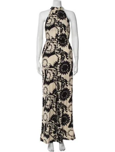 Pre-owned Ba&sh Floral Print Halterneck Jumpsuit W/ Tags In Neutrals