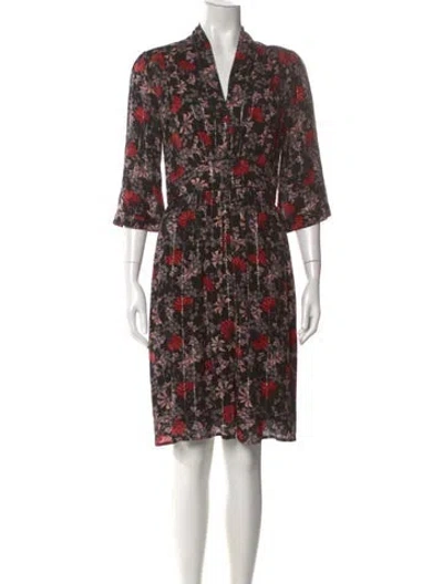 Pre-owned Ba&sh Floral Print Knee-length Dress In Black