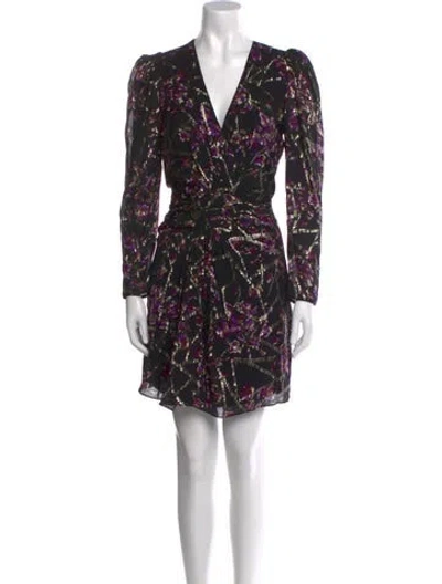 Pre-owned Ba&sh Floral Print Knee-length Dress In Black
