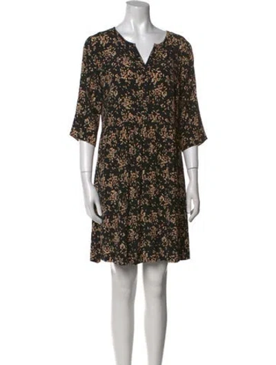 Pre-owned Ba&sh Floral Print Knee-length Dress In Black