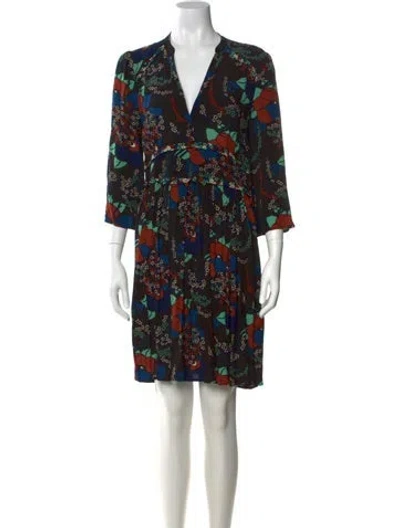 Pre-owned Ba&sh Floral Print Knee-length Dress In Black