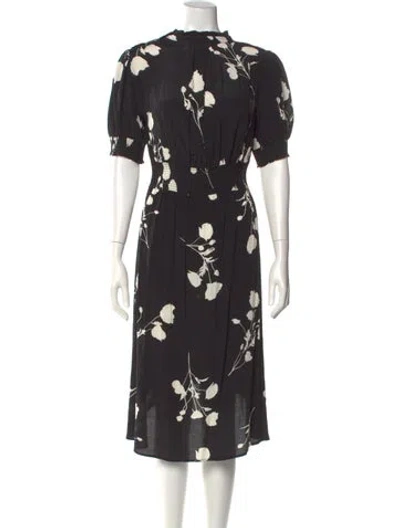 Pre-owned Ba&sh Floral Print Knee-length Dress In Black