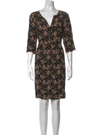 Pre-owned Ba&sh Floral Print Knee-length Dress In Black