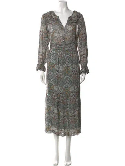 Pre-owned Ba&sh Floral Print Knee-length Dress In Blue