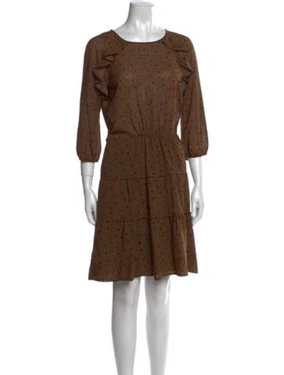 Pre-owned Ba&sh Floral Print Knee-length Dress In Brown