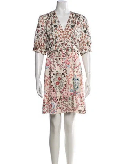 Pre-owned Ba&sh Floral Print Knee-length Dress In Neutrals