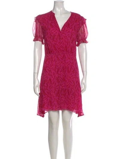 Pre-owned Ba&sh Floral Print Knee-length Dress In Pink