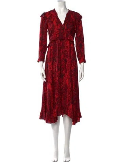 Pre-owned Ba&sh Floral Print Knee-length Dress In Red